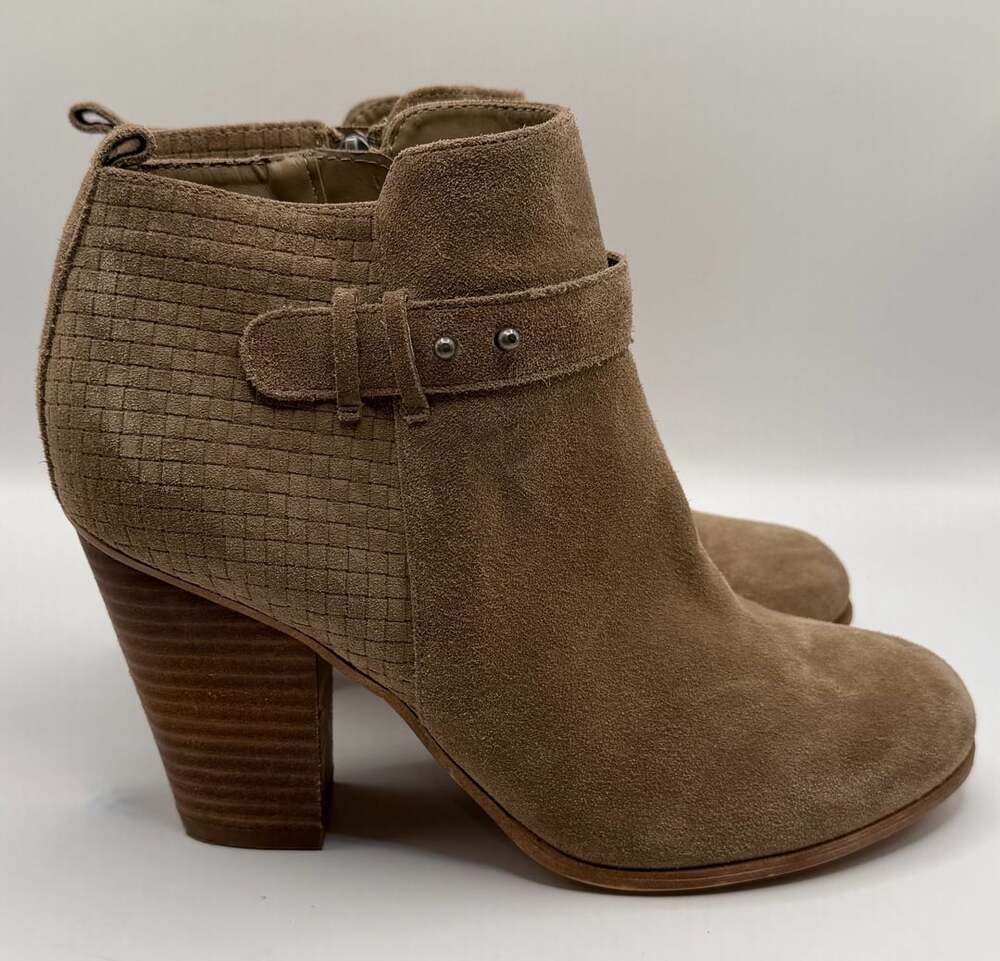 Michael By Michael Shannon Zoeyy Ankle Booties Taupe Suede Heels